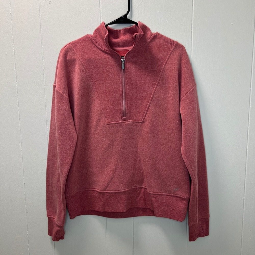 Freely Womens 1/4 Zip Pullover Sweater Size M Heather Red Casual Loungewear‎